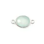 Calcédoine ovale facettée sertie sur argent 2 anneaux 9x11mm x 1pc