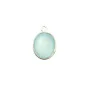 Calcédoine ovale facettée sertie sur argent 9x11mm x 1pc