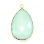 Pendentif en calcedoine sertie en argent, en forme de goutte, 26x31mmx 1pc