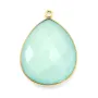 Pendentif en calcedoine sertie en argent doré, en forme de goutte, 26x31mmx 1pc