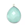 Pendentif en calcedoine sertie en argent, en forme de goutte, 26x31mmx 1pc