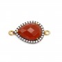 Faceted drop carnelian set in 925 silver gold-plated with zirconium 13x17mm x 1pc
