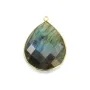 Labradorite pendant set in golden silver, in shape of a drop 26x31mm x 1pc