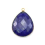 Pendentif en lapis lazuli sertie en argent doré, en forme de goutte, 26x31mmx 1pc