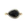 Agate noir goutte facette serti sur argent 925 doré avec zirconium 13x17mm x 1pc