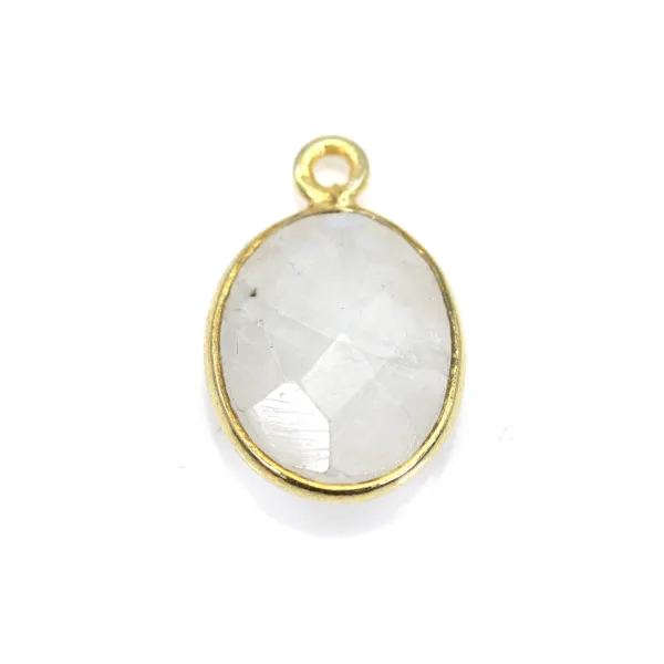 Pierre de lune de forme ovale, serti sur argent 925 doré à l'or fin, 1 anneau, 9x11mm x 1pc
