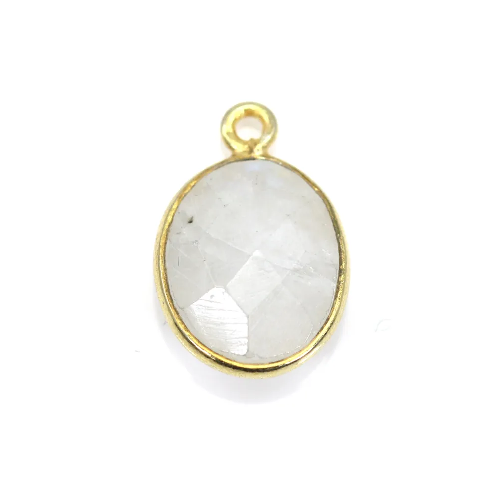 Moonstone in the oval shape, set on golden silver, 1 ring, 9x11mm x 1pc