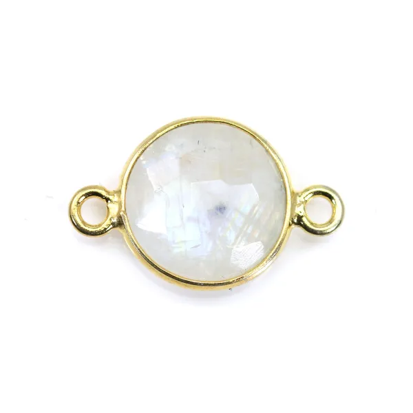 Pierre de lune ronde, 1anneau, sertie sur argent, 11mm x 1pc