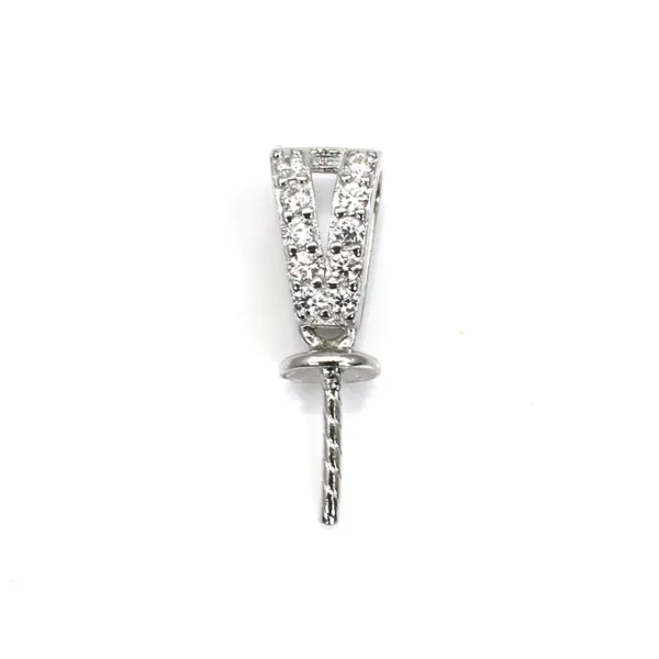 Argent 925 Rhodié Bélière  avec 8 strasses 11mm x 10 pcs 