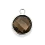 Quartz fumé rond facette sertie sur argent 925 11mm x 1pc