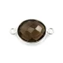 Quartz fumé ovale facette sertie sur argent 925 2 anneaux 10x12mm x 1pc