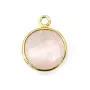 Quartz rose rond facette serti sur argent doré 9mm x 1pc