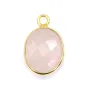 Quartz rose ovale facette sertie sur argent doré 10x12mm x 1pc
