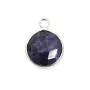 Pierre traitée couleur saphir sertie sur argent 925 rond facetté 11mm x 1pc