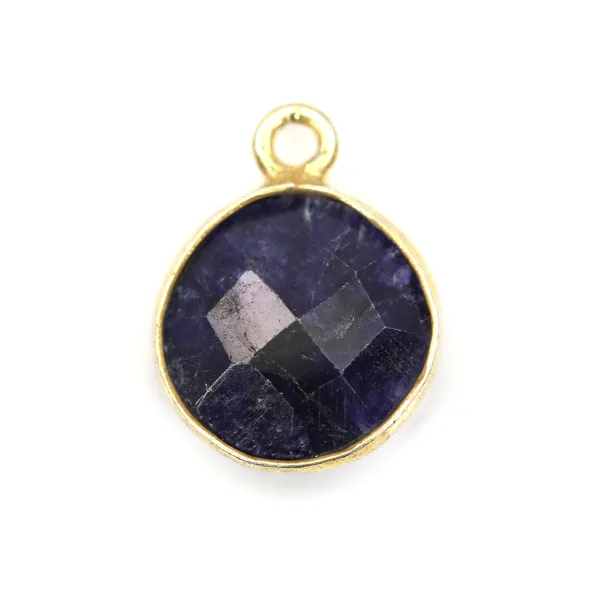 Pierre traitée couleur saphir sertie sur argent 925 rond facetté 11mm x 1pc