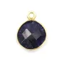 Pierre traitée couleur saphir sertie sur argent 925 rond facetté 11mm x 1pc