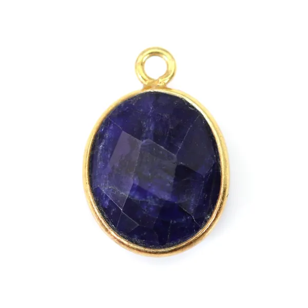 Pierre traitée couleur saphir serti sur argent 925 oval facetté 11x13mm x 1pc