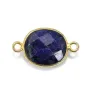 Pierre traitée couleur saphir serti sur argent 925 oval 2 anneaux 10x12mm  x 1pc