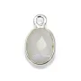 Facetada oval de pedra da lua em prata 925 7x12mm x 1pc