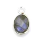 Breloque Labradorite ovale facettée serti argent 925 7x12mm x 1pc