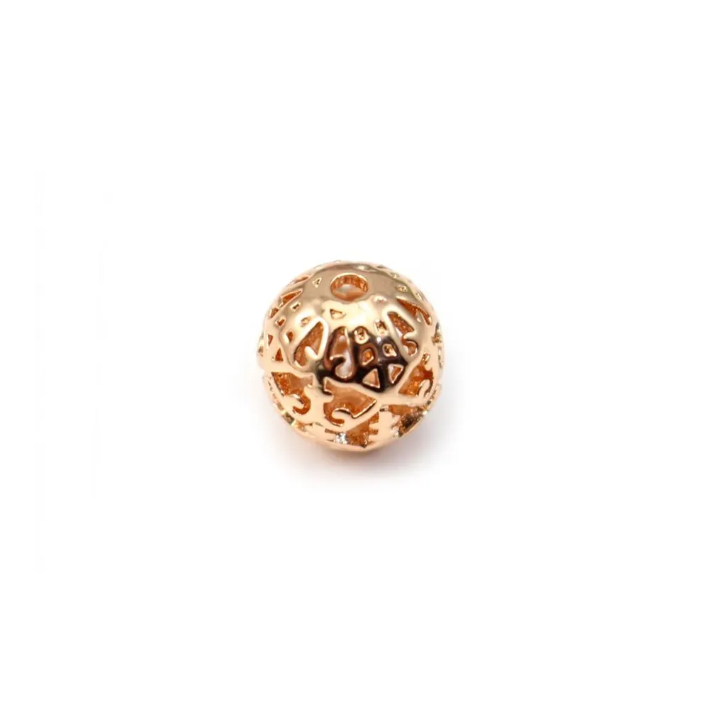 Boule ajourée  dorée sur laiton 13.5mm x 1pc