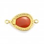 Faceted drop carnelian set in 925 silver gold-plated with zirconium 13x17mm x 1pc