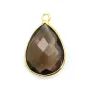 Faceted drop smoky quartz set in gold-plated silver 13x17mm x 1pc