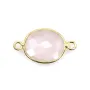 Quartz rose ovale facette sertie sur argent doré 2 anneaux 10x12mm x 1pc
