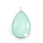 Pendentif en calcedoine sertie en argent, en forme de goutte, 26x31mmx 1pc