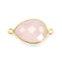 Faceted drop rose quartz set in gold-plated silver 2 rings 13x17mm x 1pc