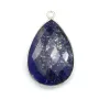 Pendentif en lapis lazuli, sertie en argent , en forme de goutte, 21x31mmx 1pc
