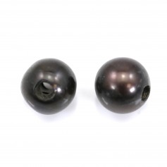 Dark blue oval freshwater pearl with a large drilling 11-12mm x 1pc