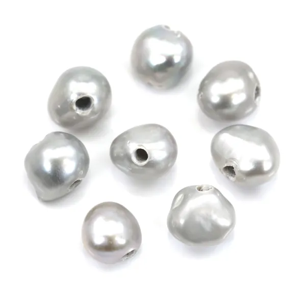 Grey baroque freshwater pearl  11-13mm with large drilling 1.7mm x 10pcs