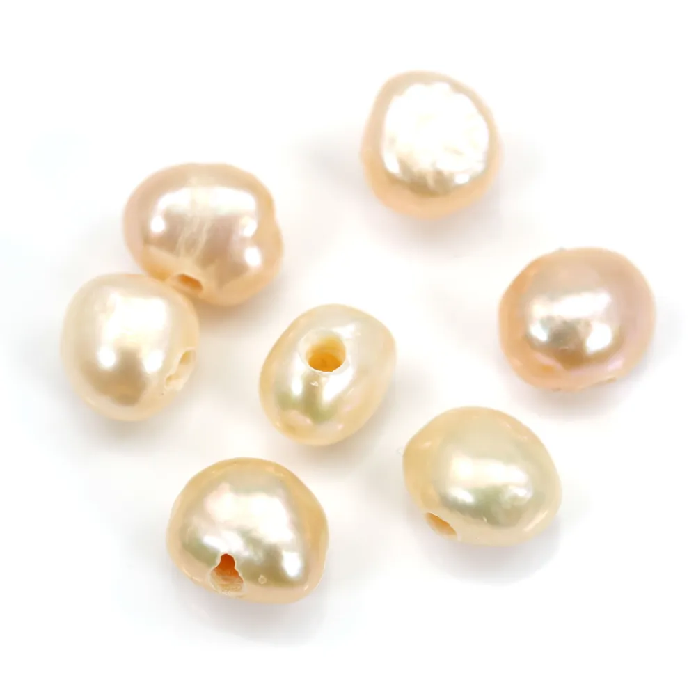 Perle d'eau douce saumon baroque 7-9mm large perçage 1.9mm x 20pcs