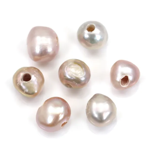 Perle d'eau douce saumon  baroque 7-9mm large perçage 1.9mm x 20pcs