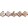 Nacre rose en trèfle sur fil 6mm x 40cm