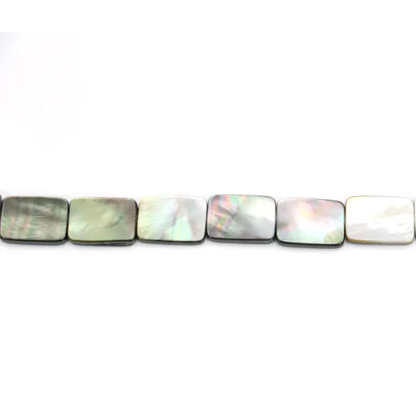 Gray mother-of-pearl rectangle beads on thread 10x14mm x 40cm