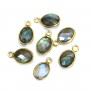 Labradorit Oval Facettiert Charm Silber 925 vergoldet 7x12mm x 1Stk