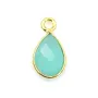 Chalcedony charm drop faceted set silver 925 gold 7x13mm x 1pc