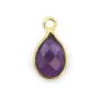 Amethyst Tropfen Charm Facettiert Eingefasst 925er Silber vergoldet 7x13mm x 1St