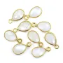 Charm Gemstone moon drop faceted set silver 925 gold 7x13mm x 1pc