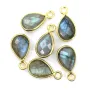 Labradorite Charme facetado em 925 Sterling Silver GOLD 7x13mm x 1pc