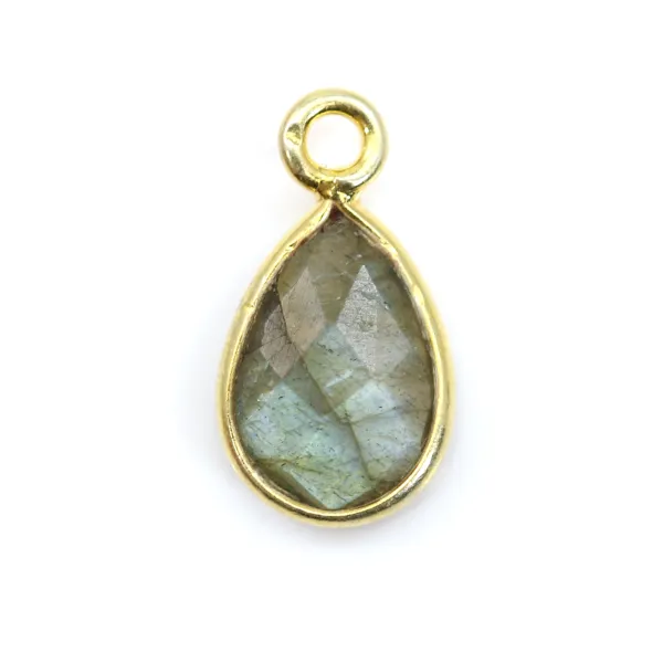 Charm di labradorite sfaccettato in argento 925 ORO 7x13 mm x 1 pz