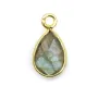 Labradorite Charme facetado em 925 Sterling Silver GOLD 7x13mm x 1pc