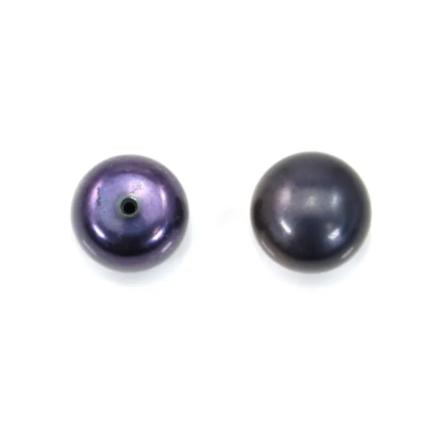 Pérolas de água doce, semi-perfuradas, azul escuro, botão, 13.5-14mm x 1 peça