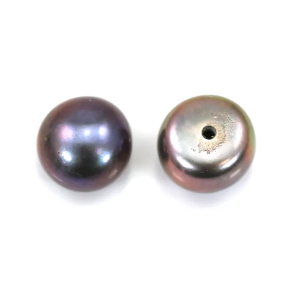 Perlas cultivadas de agua dulce, semi perforadas, azul oscuro, botón, 5.5-6mm x 4pcs