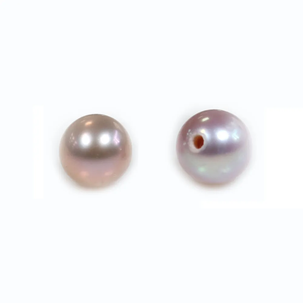 Perle de culture d'eau douce, semi-percée, mauve, ronde, 4.5-5mm x 1pc