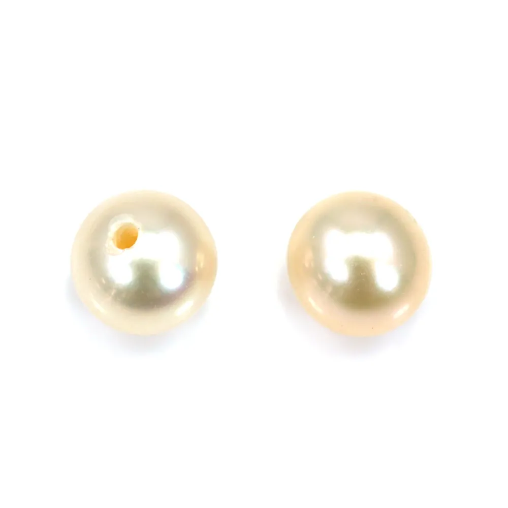 Perle de culture d'eau douce saumon semi-percée ronde 4.5-5mm x 2pcs