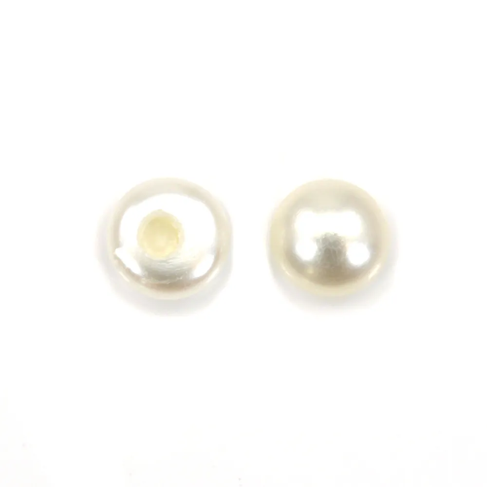 Perle de culture d'eau douce, semi percée, blanche, bouton 3-3.5mm x 10pcs