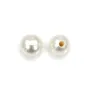Perles de culture d'eau douce, semi-percée, blanche, ronde, 3.5-4mm x 2pcs